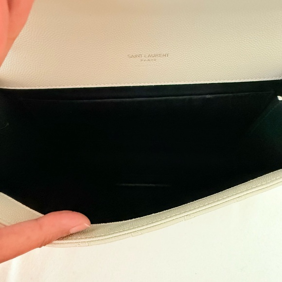 Saint Laurent Envelop Flap Leather Pouch - Blanc Vintage - Picture 4 of 4